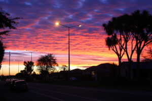 Auringonlaskun värejä Invercargillissa
